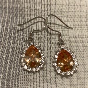 Apricot and Cubic Zirconia Pear Shaped Earrings!